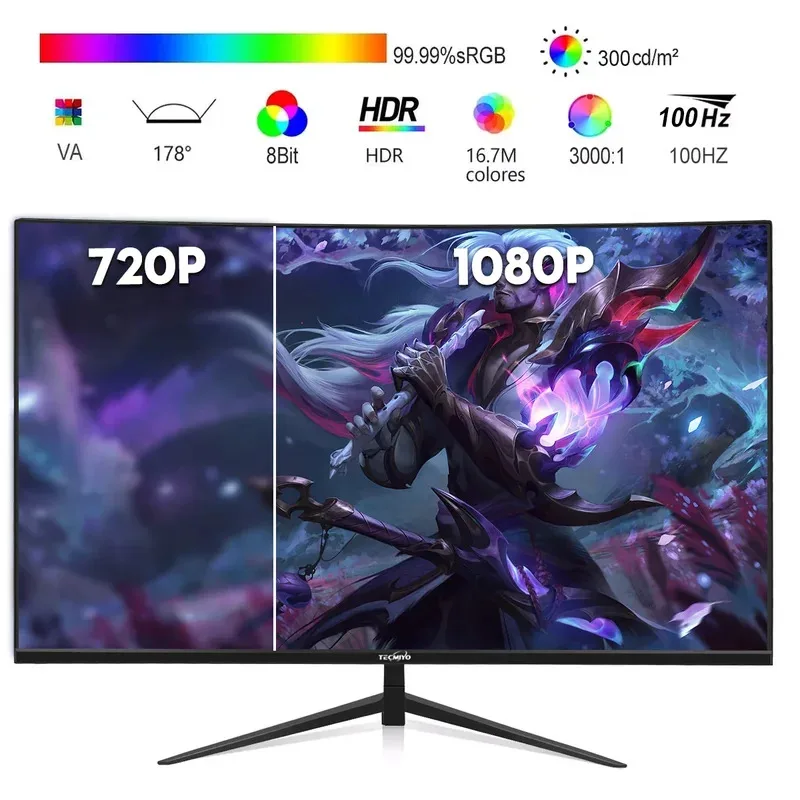 Tecmiyo OEM 2K 4K 5K 19インチ 24インチ 27インチ 34インチ 49インチ フラットスクリーンモニター 超薄型狭額縁コンピューターモニター