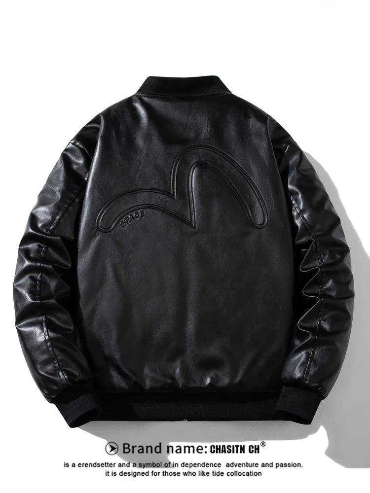 

Men's PU Leather Jaet Loose Casual Biker Sle Spring Autumn New American Retro ort Coat Windproof Hand Wa Long Sve