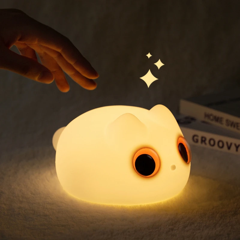 Cute Cat 3D Lamp Anime Silicone Night Light Touch Control USB Rechargeable Timing Dimming Sleep Night Lamp for Room Decor