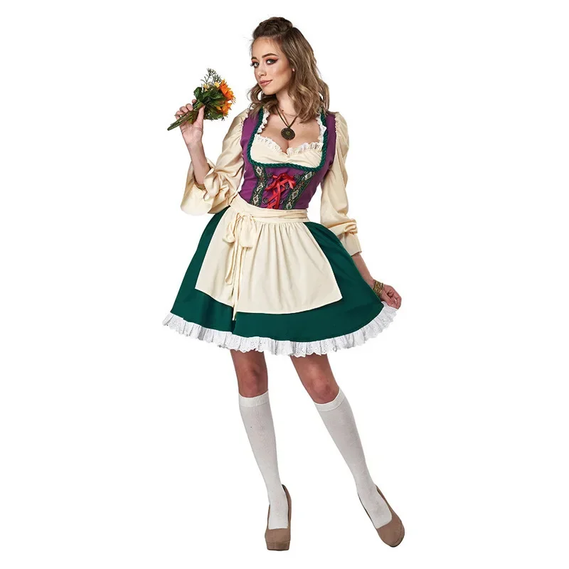 Ensembles de robes de bière bavaroise d\'Halloween pour femmes, olympiques de scène, vêtements de performance de fête de vacances, vêtements de