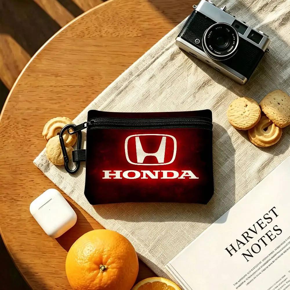 H-HRC H-HONDA Motorrad-Logo Mini-Hängetasche aus Oxford-Gewebe, strapazierfähige Münztasche mit Reißverschluss, Schlüssel- und Kartenetui mit Karabiner – Detail 13