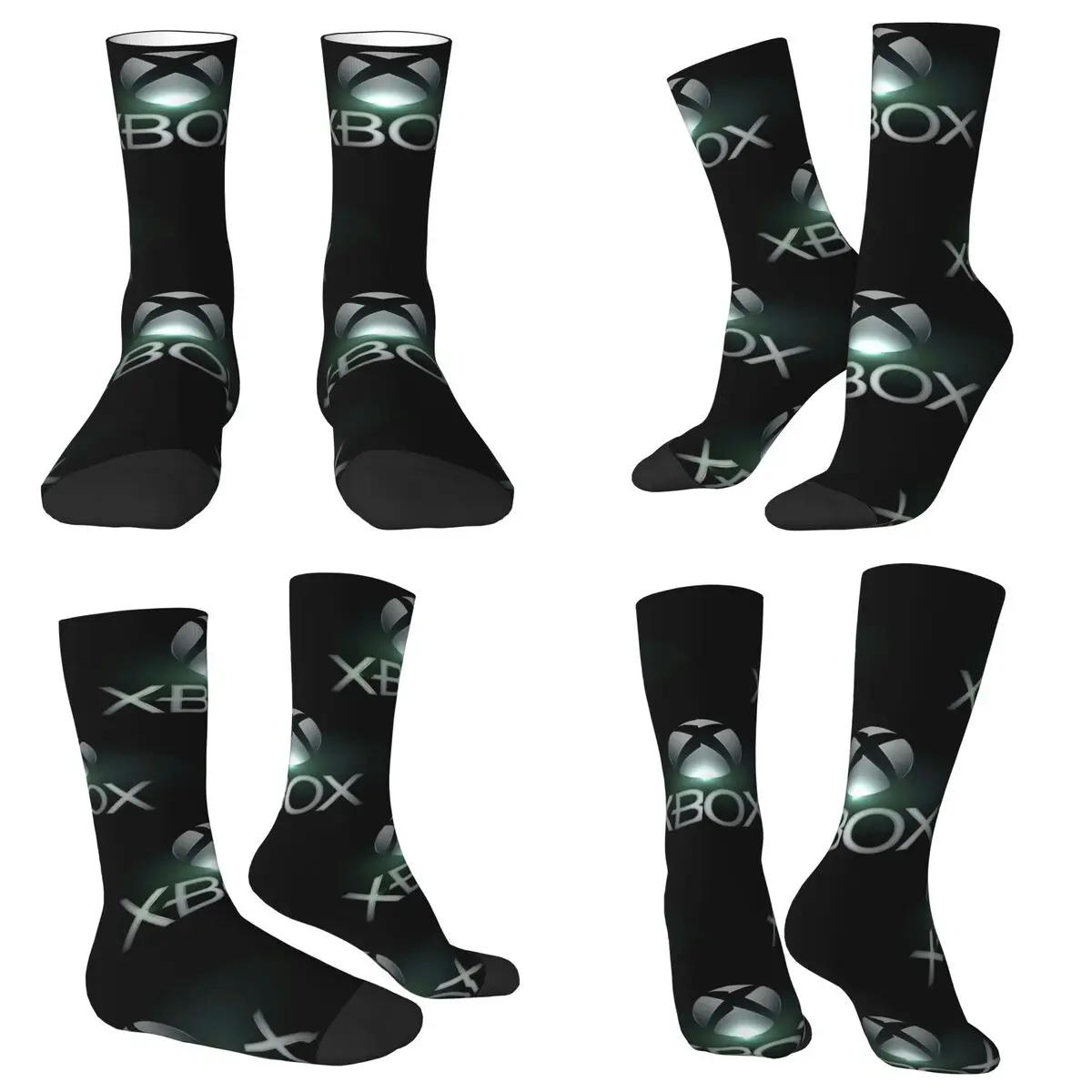 جوارب بشعار Xbox باللون الأخضر، جوارب Harajuku فائقة النعومة لجميع المواسم، إكسسوارات جوارب طويلة لهدية عيد ميلاد للجنسين #1
