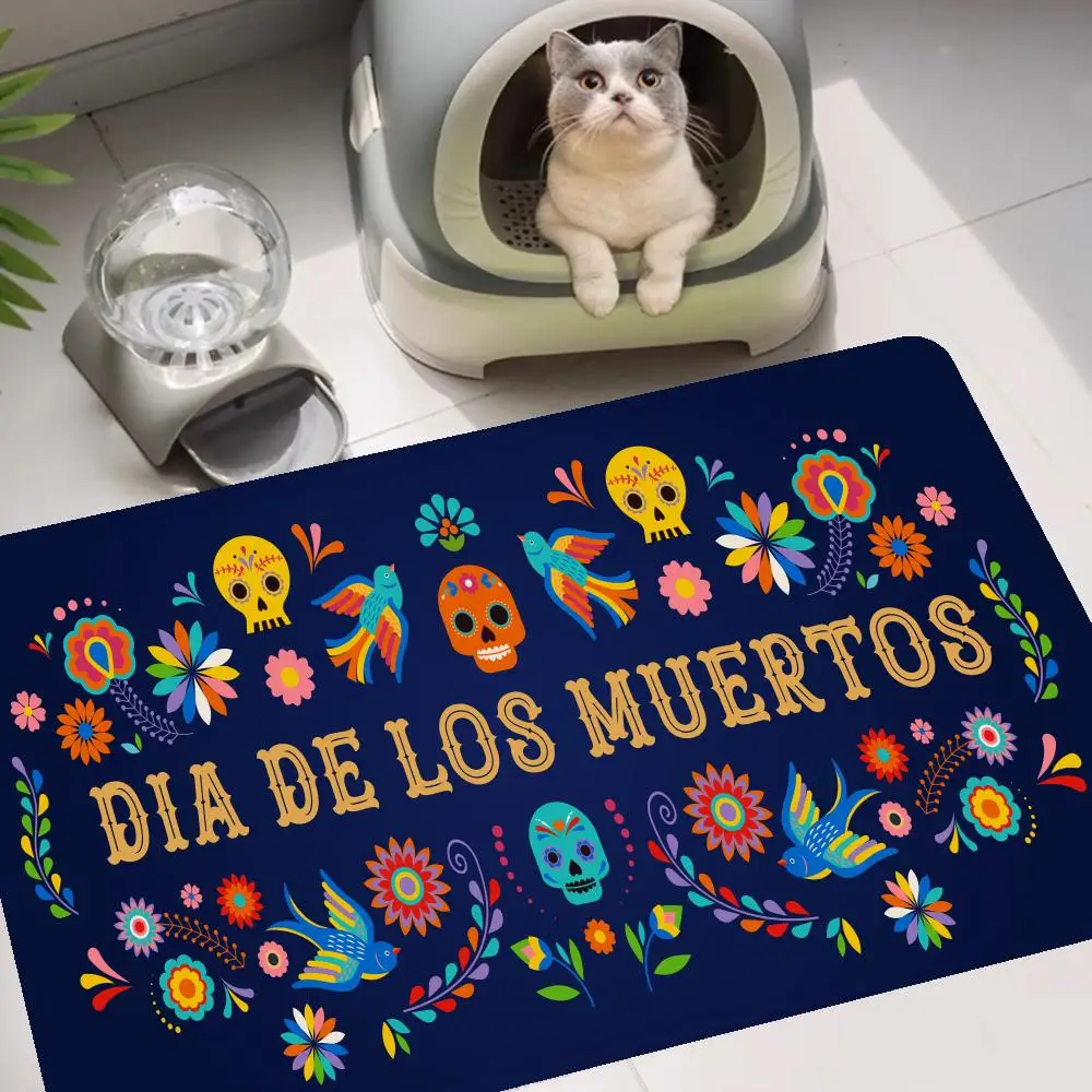 Mexico Day of The Dead Sugar Skulls Floor Mat Carpet Room Bedroom Decoration Balcony Anti-Slip Doormat Living Room Decor Mat