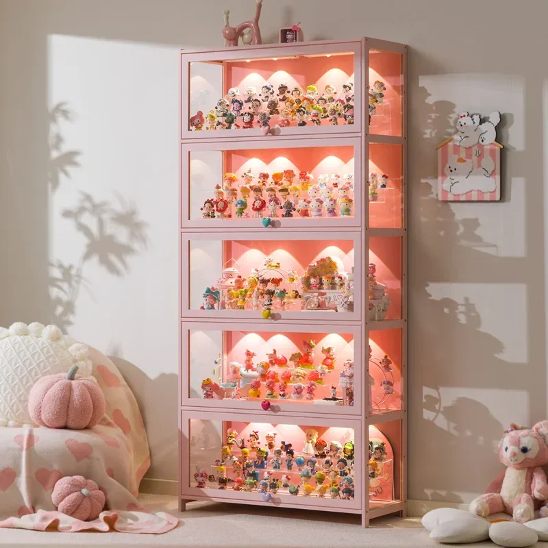 Display Cabinet Household Blind Box Ornament Pain Cabinet Decoration Dust-Proof Glass Display Stand Living Room Model Cabinet