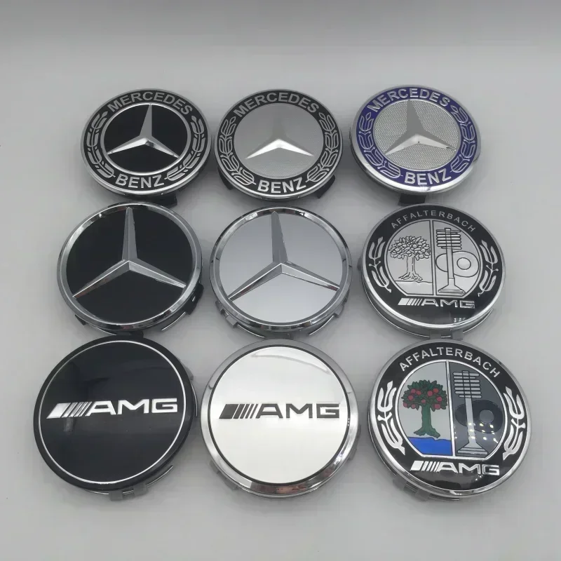 

20pcs 3D 75mm For AMG Car emblem Wheel hub Center Cap Badge covers sticker Decals Styling accessories