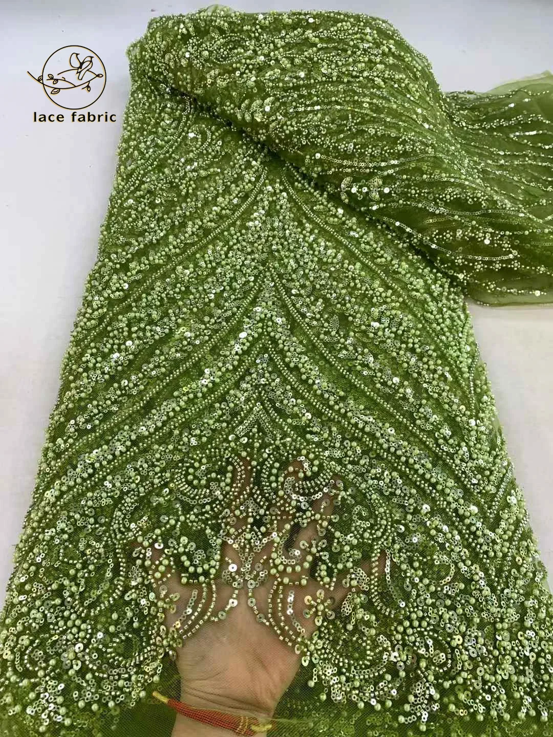 Luxury Sequins Lace Fabric 2025 High Quality French African Net Beaded Lace Fabric Nigerian Embroidery Fabric For Wedding Party