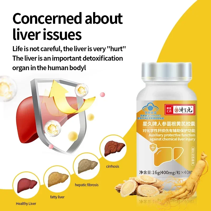 Liver Detox Capsules Health Food Kudzu Root Extract Ginseng Pueraria Mirifica Astragalus Liver Function Protection Supplement