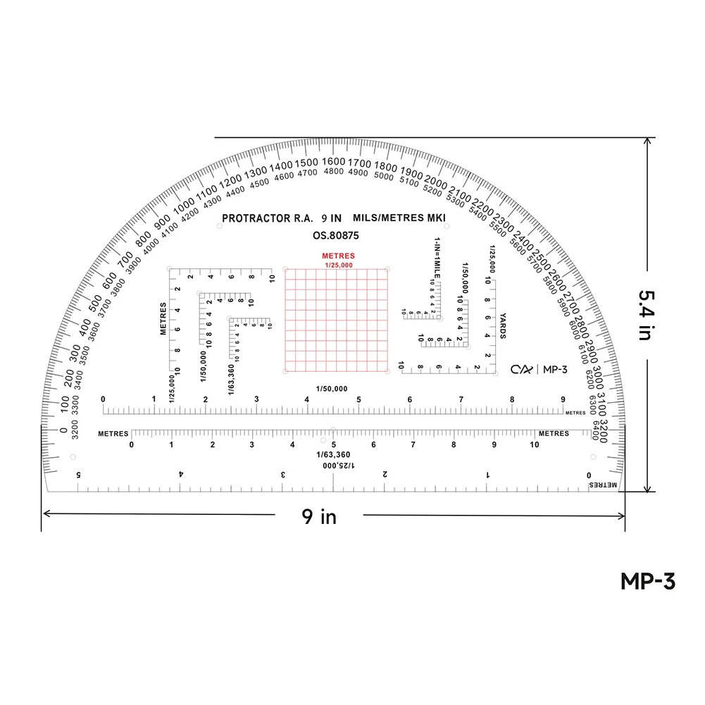 Transparent  Geographic Coordinate Ruler With Protractor Scale 1:25000 & 1:63360 Measuring Tool For Land Navigation And Map Read