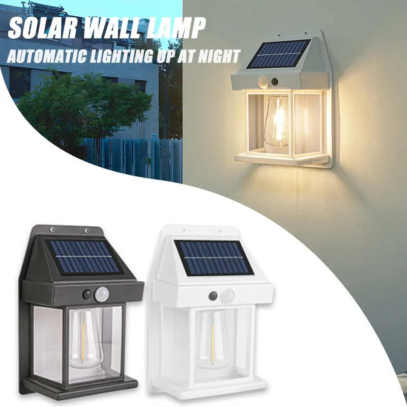 Outdoor Solar Wall Lamp Waterproof Tungsten Filament Lamp Induction Torch Household Garden Wall Light Villa Lighting Night Light