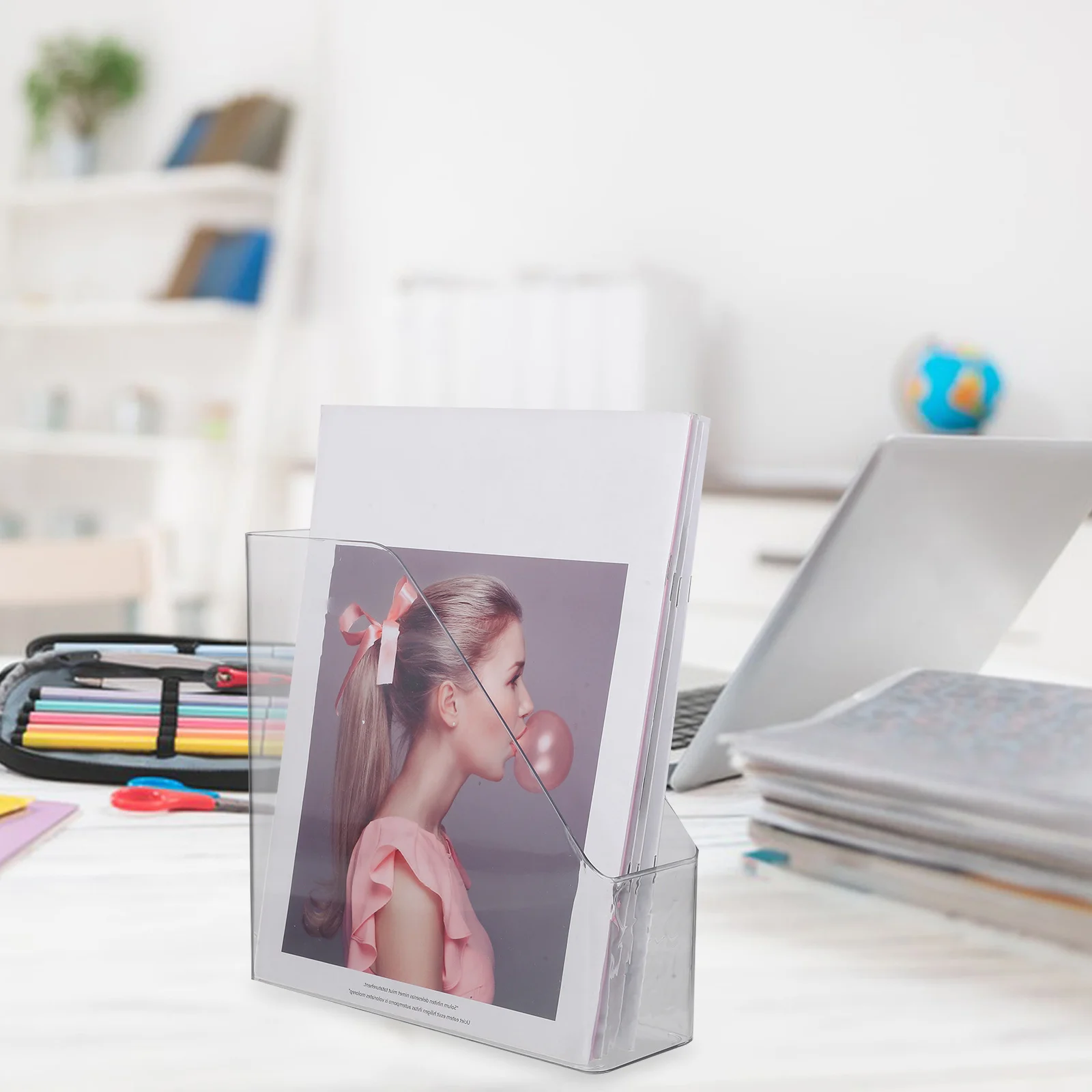 

Transparent File Box Stationery Rack Large Capacity Desk Organizer Office Home School PET Material Clear Display Stand Bookshelf