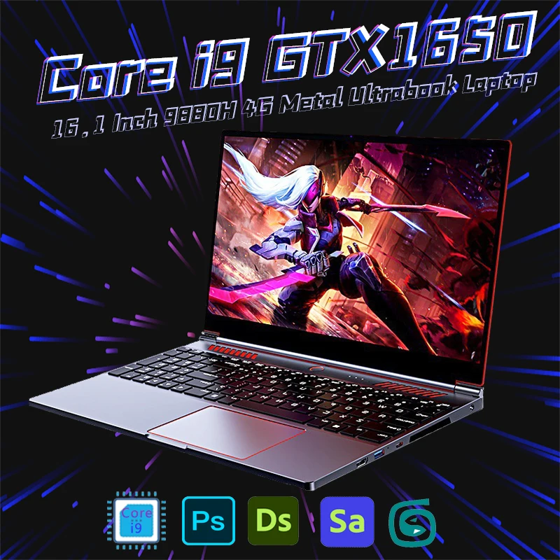 16.1 인치 게이밍 노트북 컴퓨터, GTX1650, 4G 인텔 코어 i9-10885H i7 10870H, 윈도우 11 RAM, 최대 64GB, DDR4 2 * M.2 NVME, 4TB SSD, WiFi