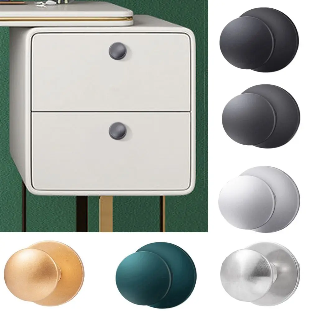 Modern Stainless Steel Door Knob Single Hole White Drawer Handle Self-Adhesive Black Glass Door Pull Cabinet