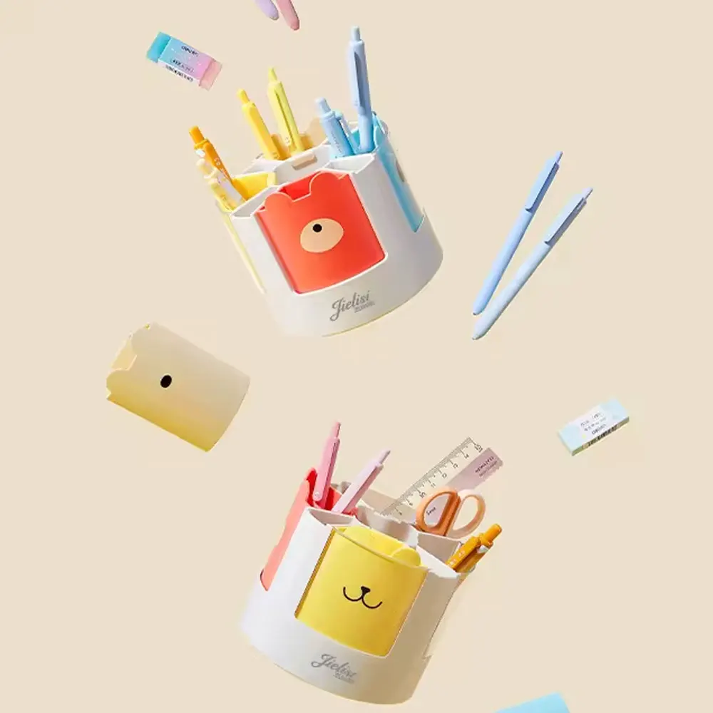 

1PC desktop rotating pen holder, 360° large-capacity partition storage box, a good helper for stationery storage.