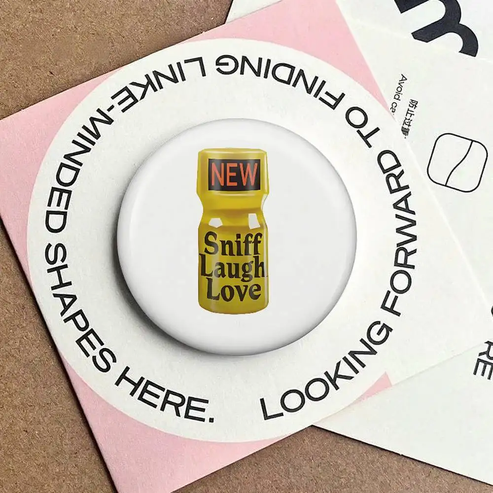 Poppers Sniff Laugh Love Pin Buttons Brooches Jewelry Badges Badges Cartoon Round Brooches On Backpack Jacket Acrylic Butt