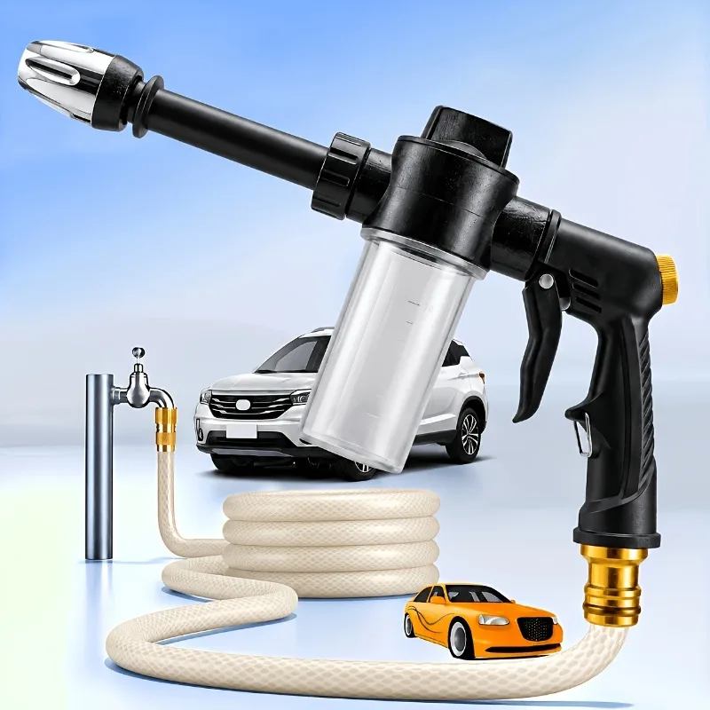 High Pressure Car Washing Spray Gun with Foam Bottle – Multi-Function Water Gun, Suitable for Pets, Motorcycles, and Gardens
