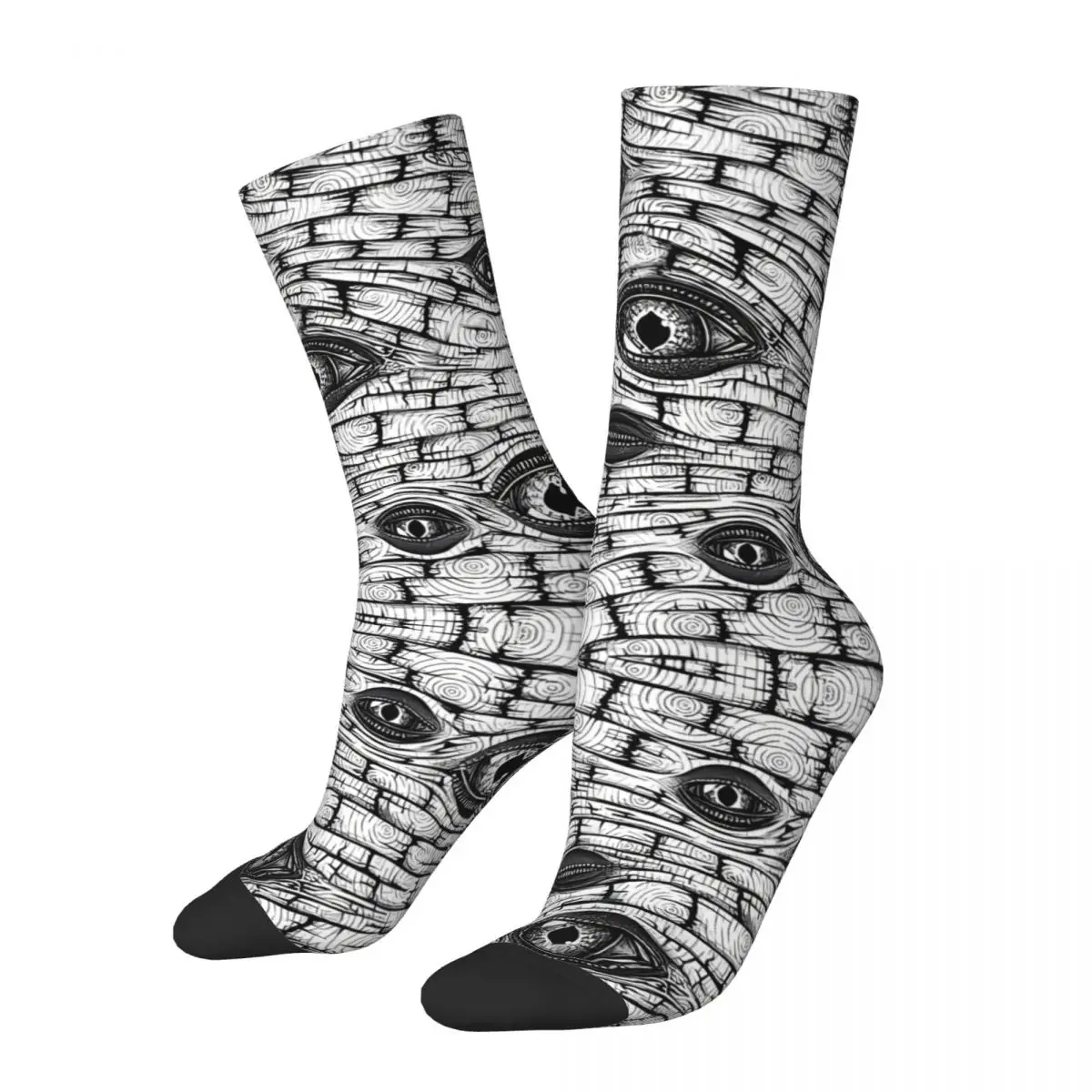 Funny Men's Socks Wall Of Alien Lizard Eyes Vintage Alien And UFO Pattern Harajuku Seamless Crew Sock Gift Pattern Printed