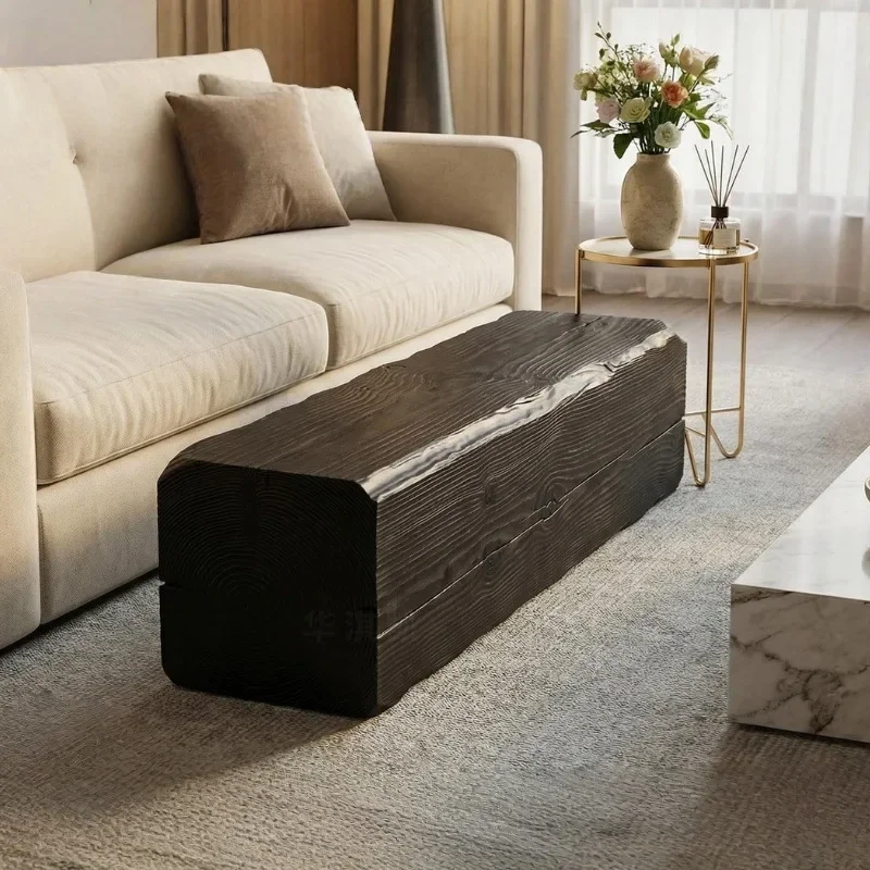 Japanese log color small coffee table solid wood flowertable Chinese style rest round stool B & B hotel sofa stump cornertable