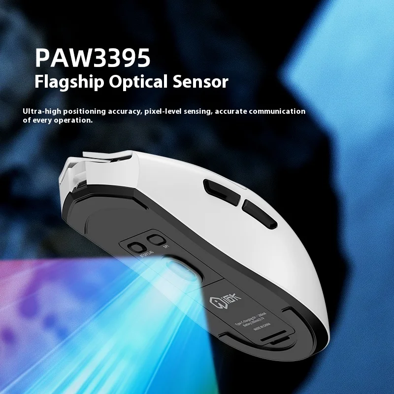 Irok HE3 ماوس لاسلكي بلوتوثPaw3395 ماوس ألعاب رياضي ثلاثي الوضع خفيف الوزن لألعاب الكمبيوتر مخصص بطارية قابلة للتبديل