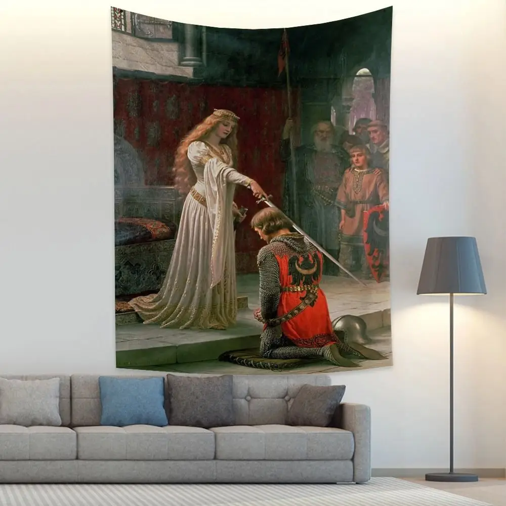 

VIKAMA Medieval Art Tapestry Classic Oil Painting Wall Hanging Aesthetic Room Decor for Bedroom Living Room Dorm
