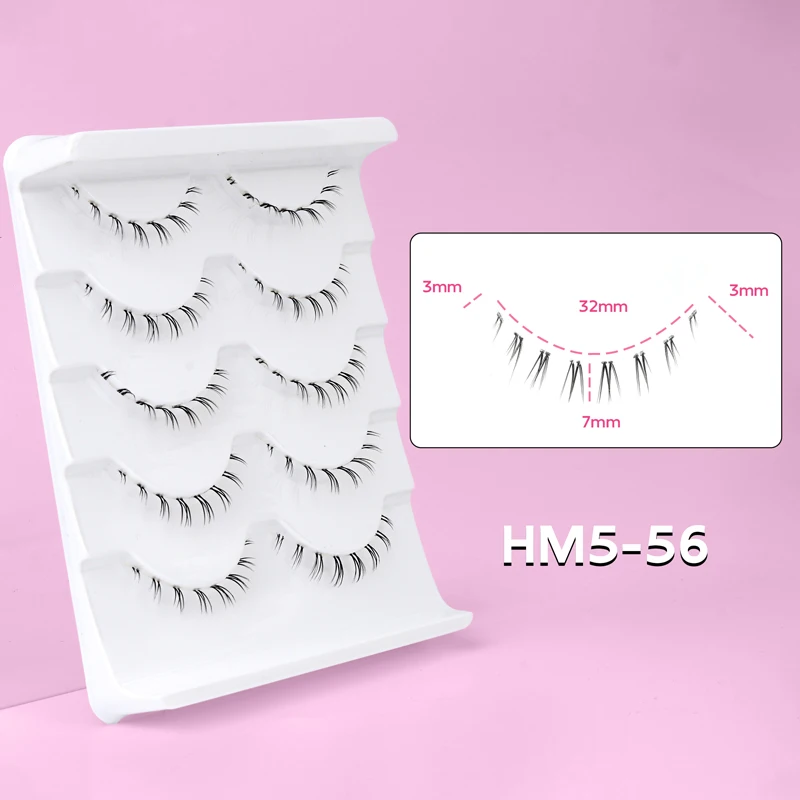 10 Paar untere Wimpern, Packung unter den Wimpern, weiche untere Wimpern, 100 % handgefertigt, transparentes Band, Manga-Unterwimpern, Make-up-Tools – Detail 17