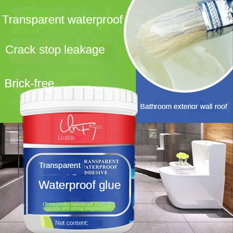 Transparent waterproof glue bathroom kitchen brick-free waterproof paint exterior wall roof window sill waterproof leak repair