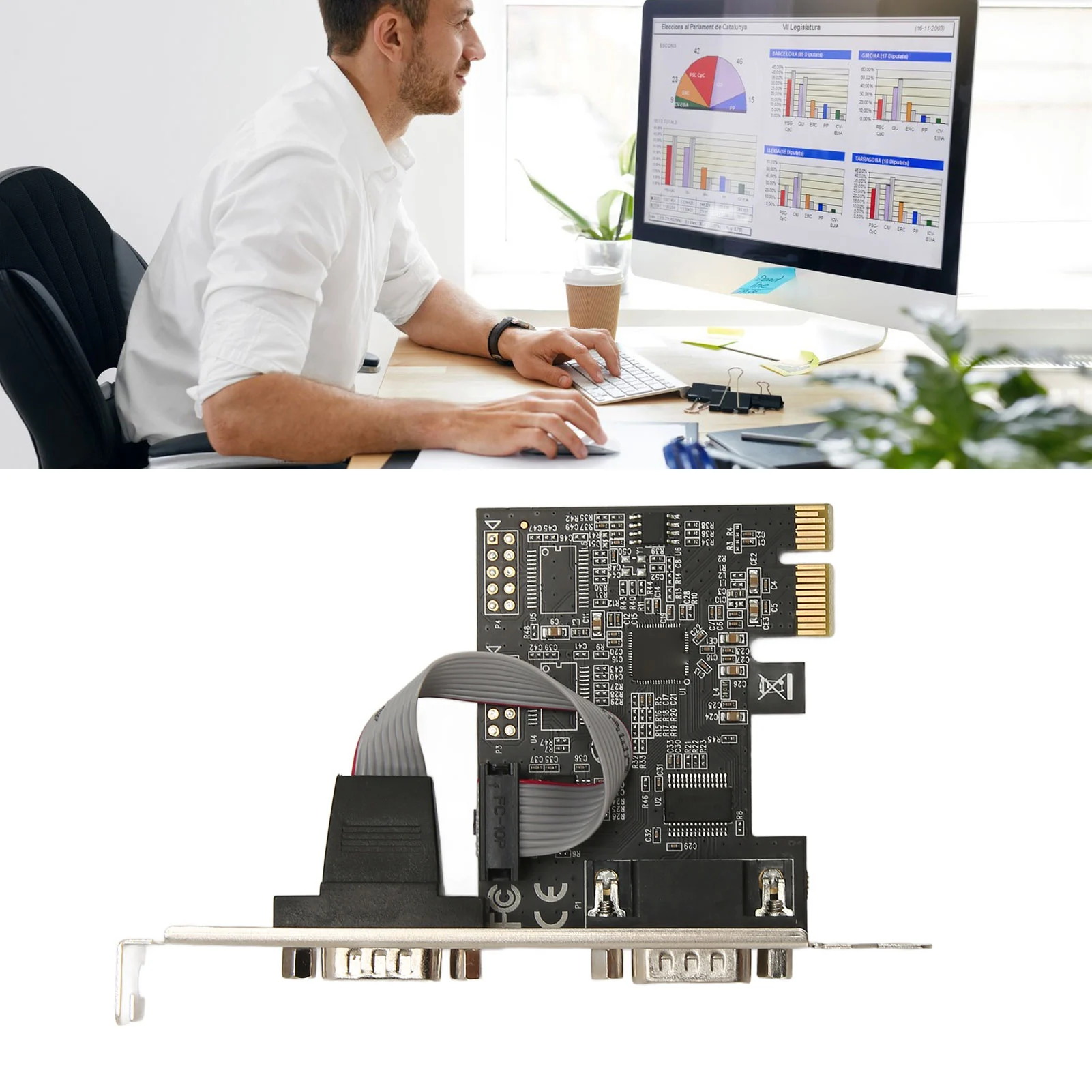 PCI Express  232 DB9 Serial Port Card 2 Port Practical PCIE Serial DB9 Port Card Multi System Support for Printer for Linux