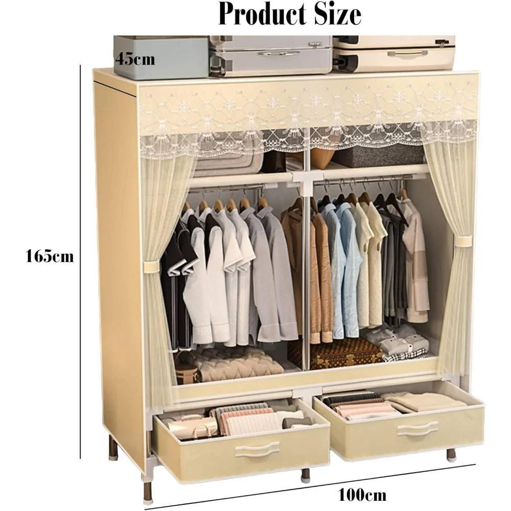 خزانة ملابس محمولة، منظم تخزين خزانة مع أرفف، خزانة ملابس من القماش، مناسبة لغرفة النوم الثانية وغرفة المعيشة، عباءة #2