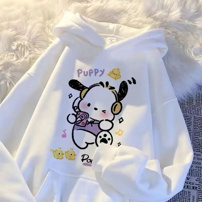 Japanese Sanrio Pochacco Printed Hoodie Couple Fashion Versatile Sweatshirt Streetwear Women Aesthetic Y2k Top Sweatshirt Hoodie