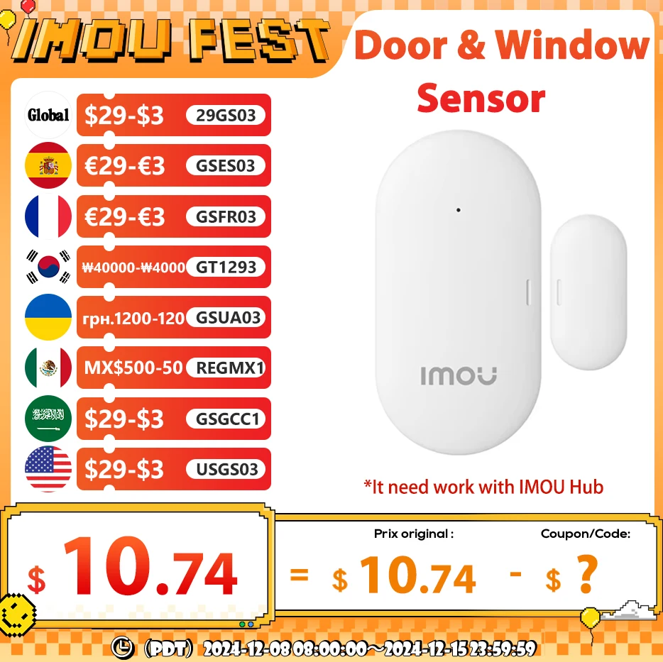 IMOU Smart WiFi Door & Window Sensor Zigbee 3.0 Home Security Protection 2 Years Battery Real-time Notification Tamper-proof