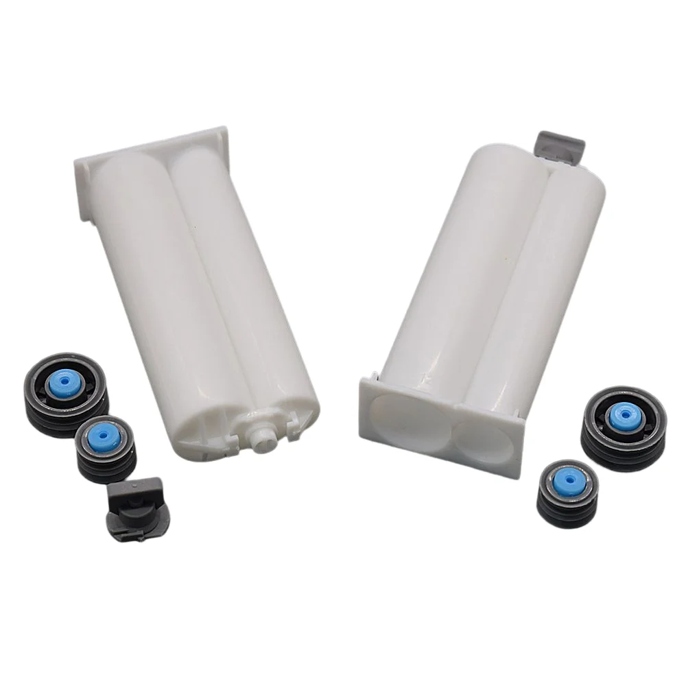 2 pezzi 50ml cartuccia 1:2 vuoto doppio barilotto AB tubo di colla con tappo e pistoni di tenuta per 50ml 1:2 adesivi Dispenser AB pistola per colla