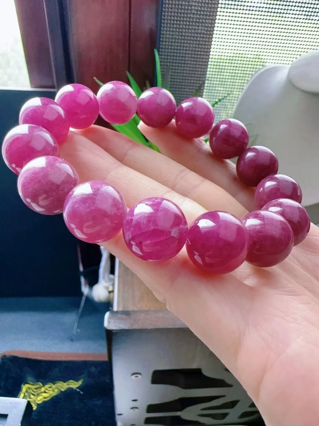 Natural Red Tourmaline Carved Clear Beads Bracelet 13.5m Red Pink Tourmaline Women Men Jewelry AAAAAAA