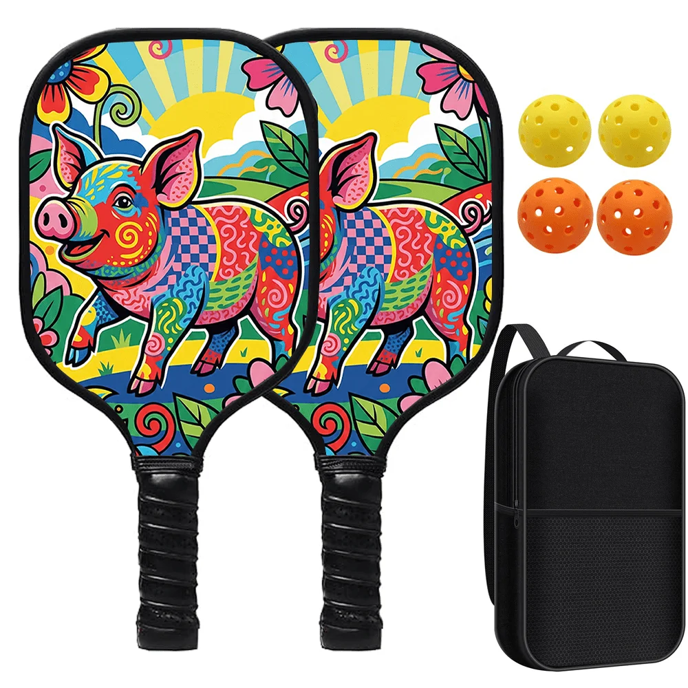 

Набор для пиклбола: 2 ракетки из стекловолокна с мячами и сумкой, легкие, с нескользящей рукояткой, для начинающих, для игры на открытом воздухе