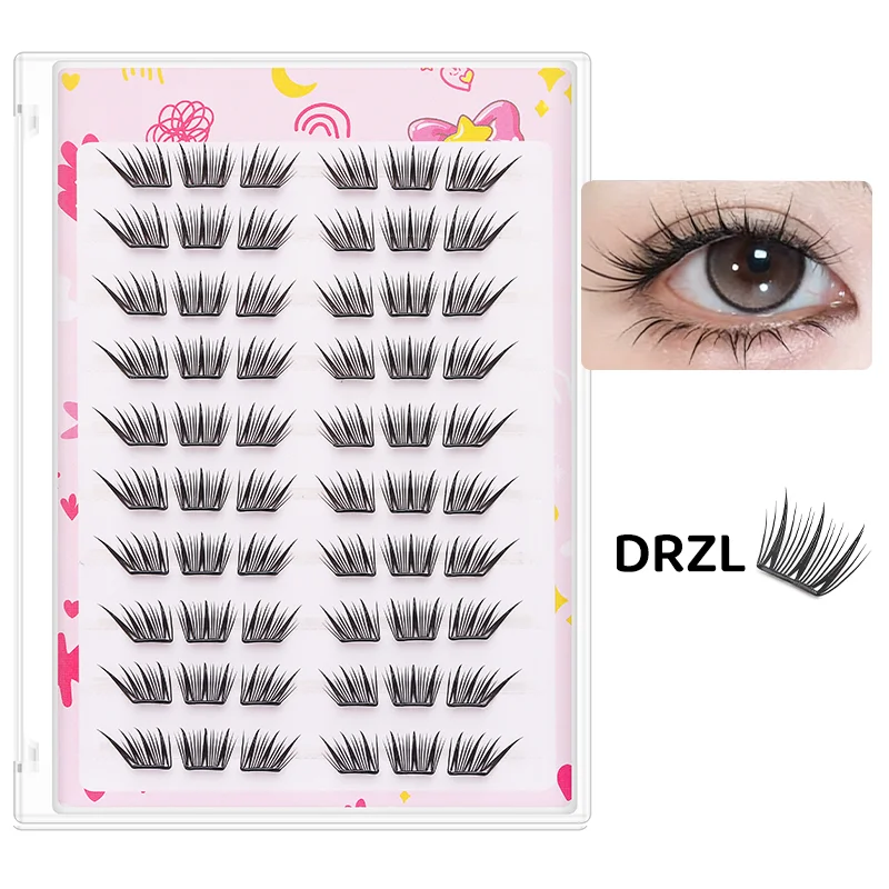 DINGSEN 10 Reihen Idol Lashes Selbstklebende Wimpern Natürliche Lange Anime Kleberfreie Cluster-Wimpern Make-up Korea Wimpern – Detail 33