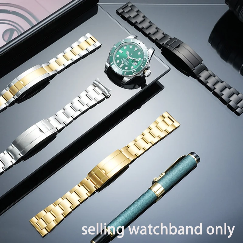 For Rolex Black and Green Water Ghost Watch with Daytona Yacht Master Log Stainless Steel Watchband Chain 20mm 21mm 22mm strap