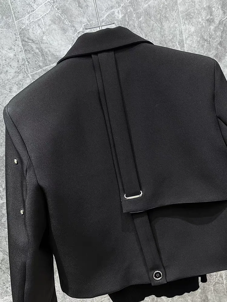 2025 spring fall new blazer design sense metal decoration korean version padded shoulder suit top men's trend