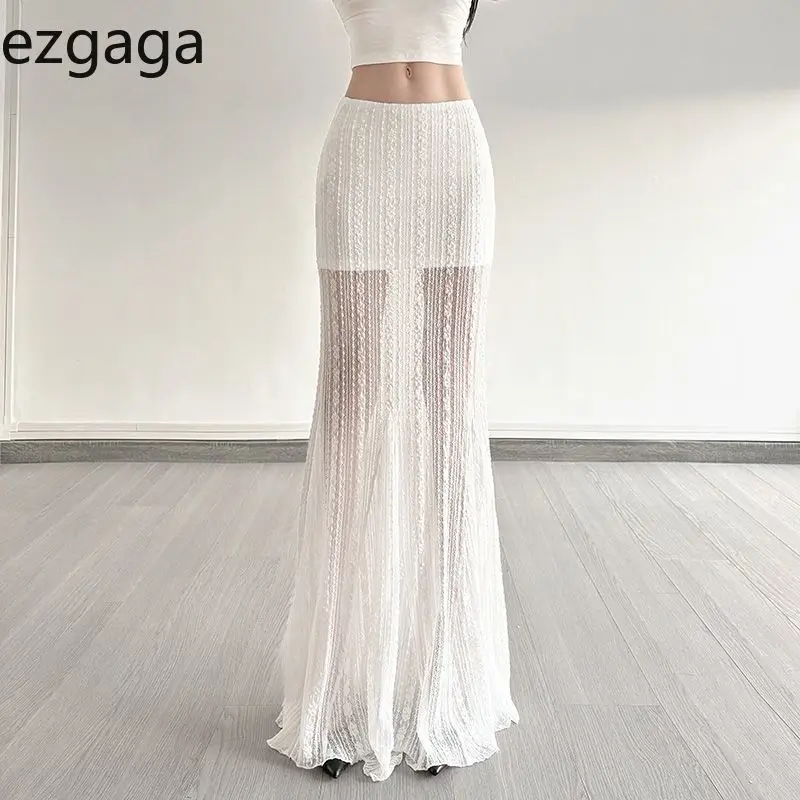 

Ezgaga юбки женские элегантные кружевные лоскутные сетчатые тонкие накидки на бедрах модная темпераментная вечерние клубная одежда длинная юбка женская повседневная