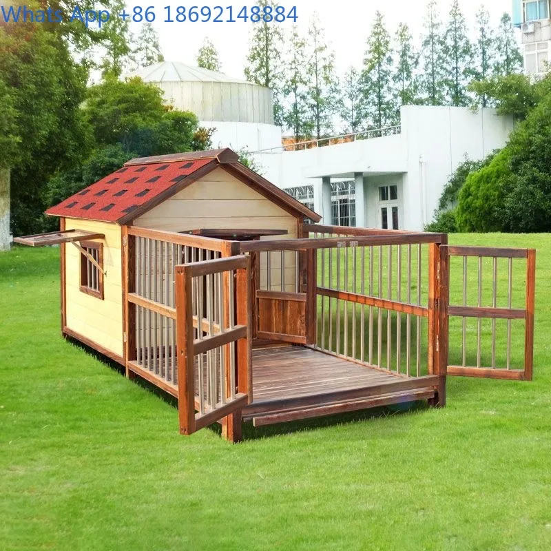 Pet Villa Solid Wood Dog House Winter Warm Outdoor Rainproof Large Dog Windproof Dog House Outdoor Indoor Waterproof