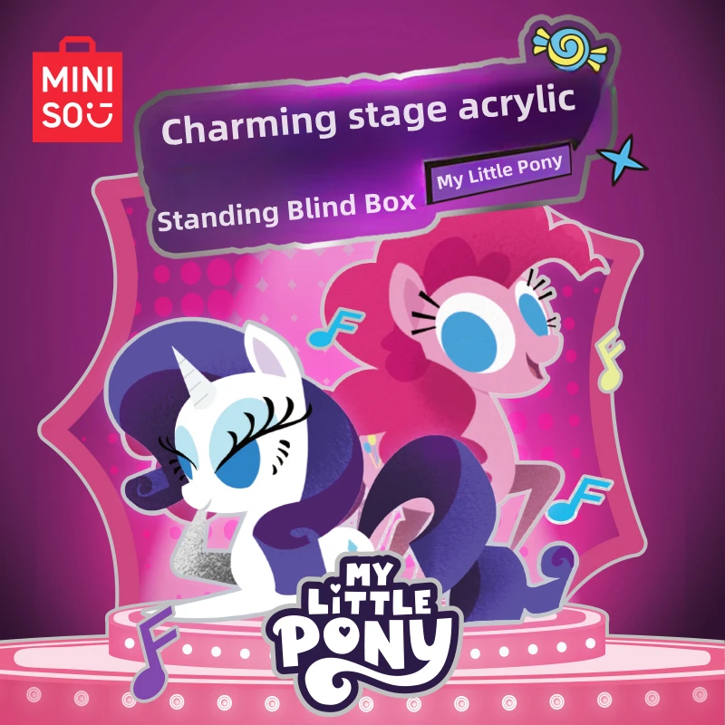 MINISO Blind Box My Little Pony Series Charm Stage Acrylic Stand Animation Desktop Ornament Children's Toy Model Birthday Gift