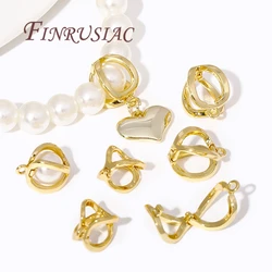 18K Real Gold Plated Pearl Enhancer Clips Pendant Bail Connector Clasps Fittings For DIY Necklace Bracelet Jewelry Making