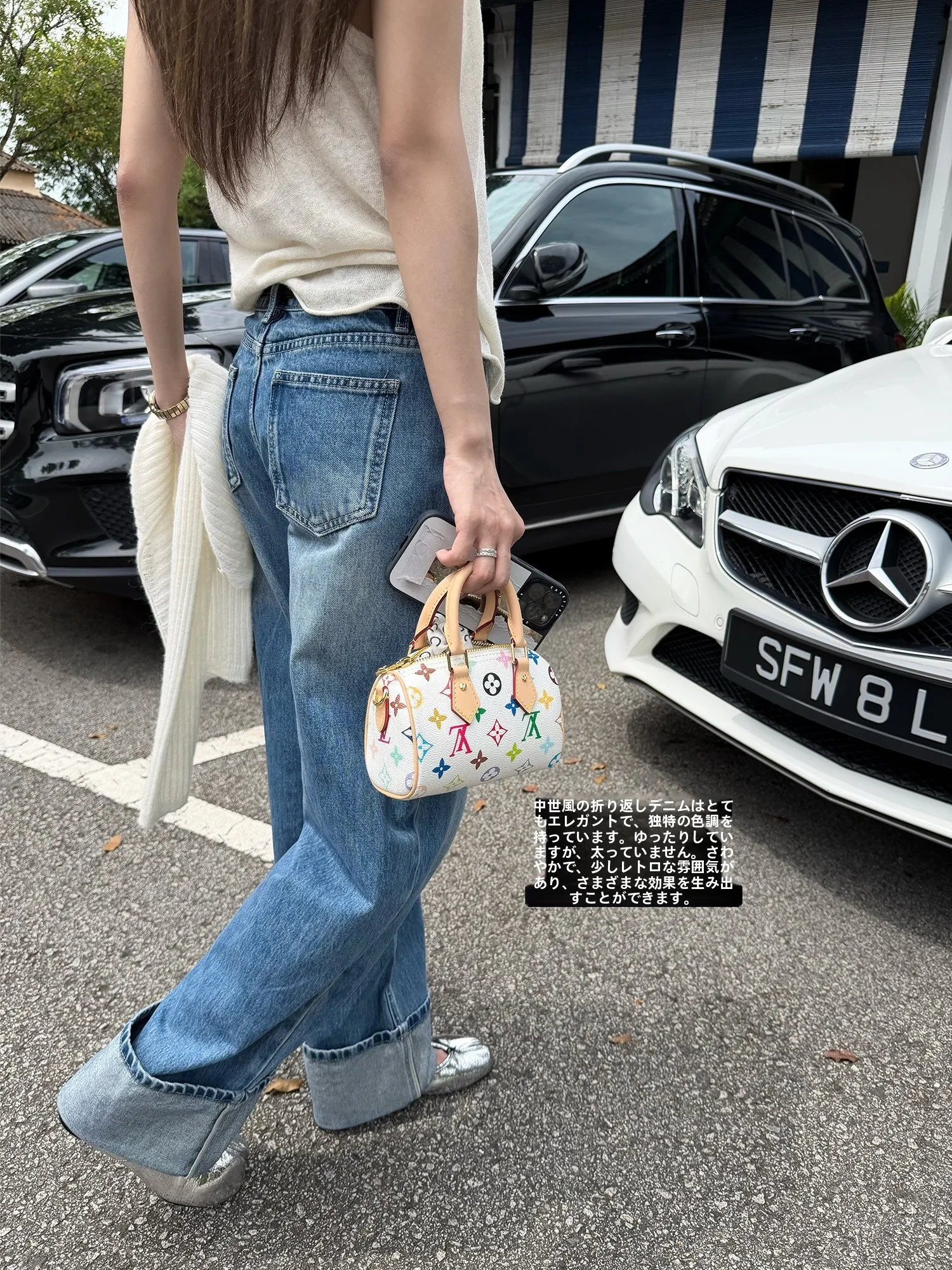 

Superniniyy Vintage Heavy-Wash Blue Cotton Jeans High-Waisted Straight-Leg Blue Denim Pants Women's Casual High Waist Jeans