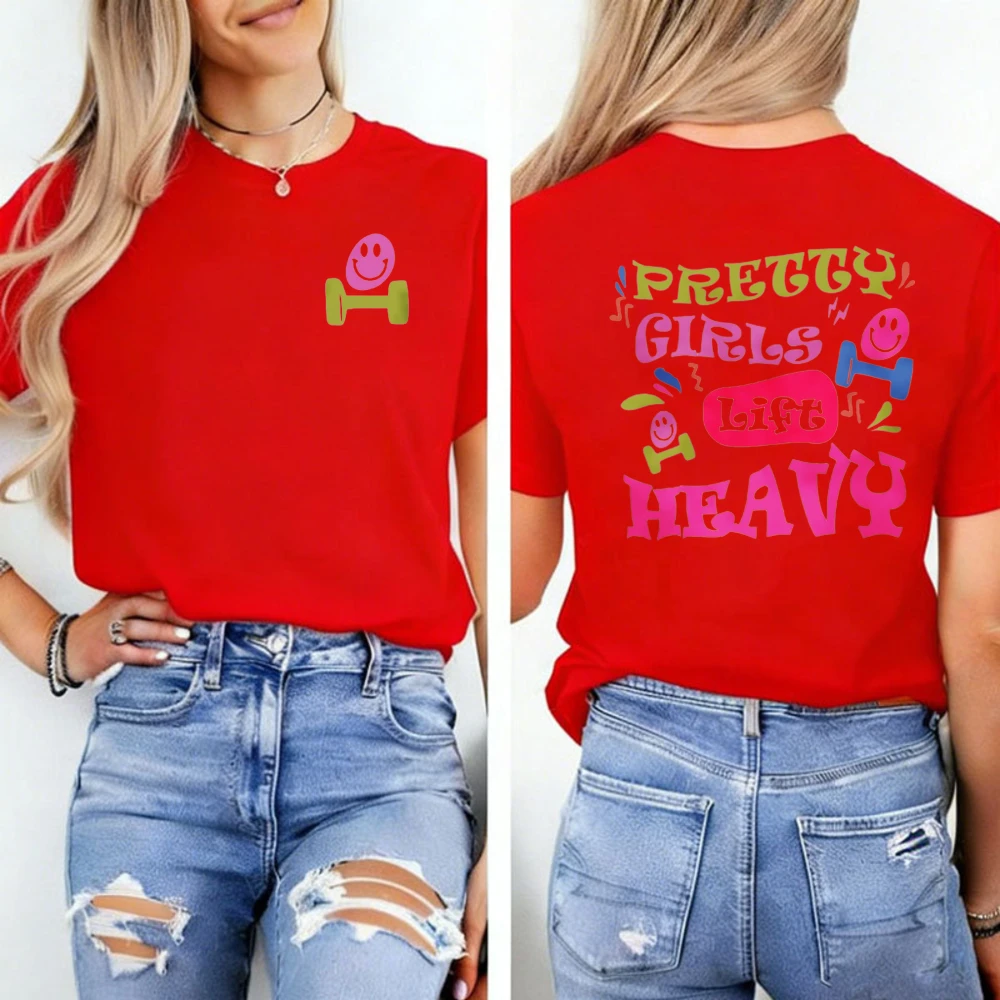 Pretty Girls Lift Heavy Front Back Gym Pump Cover Motivation Workout Weightlifting Shirt Designs Bodybuilding Street Fashion