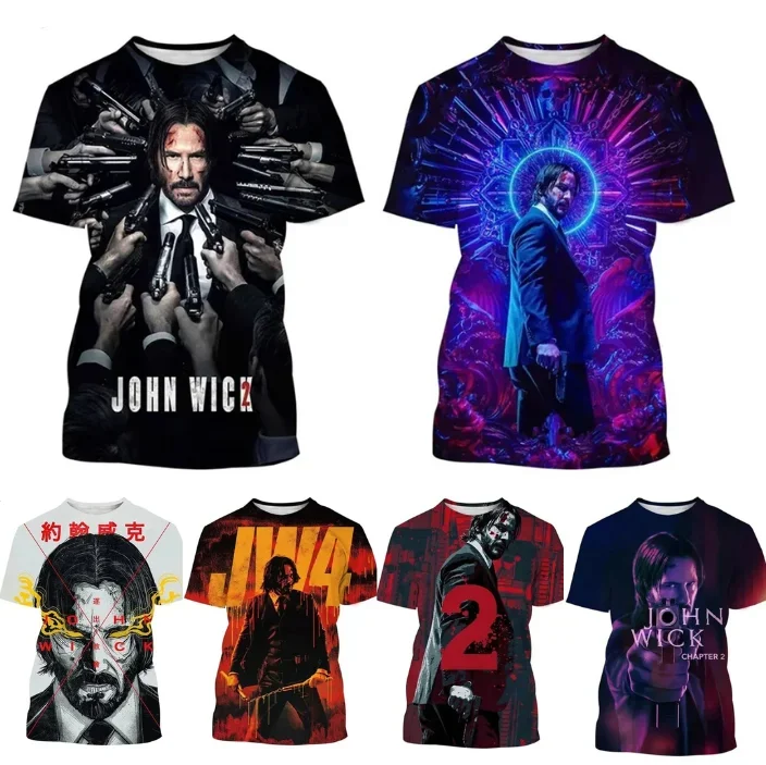 

Film John Wick Keanu Reeves 3D Print T-shirt da uomo Summer Fashion manica corta o-collo T shirt oversize Street Unisex Tee Tops