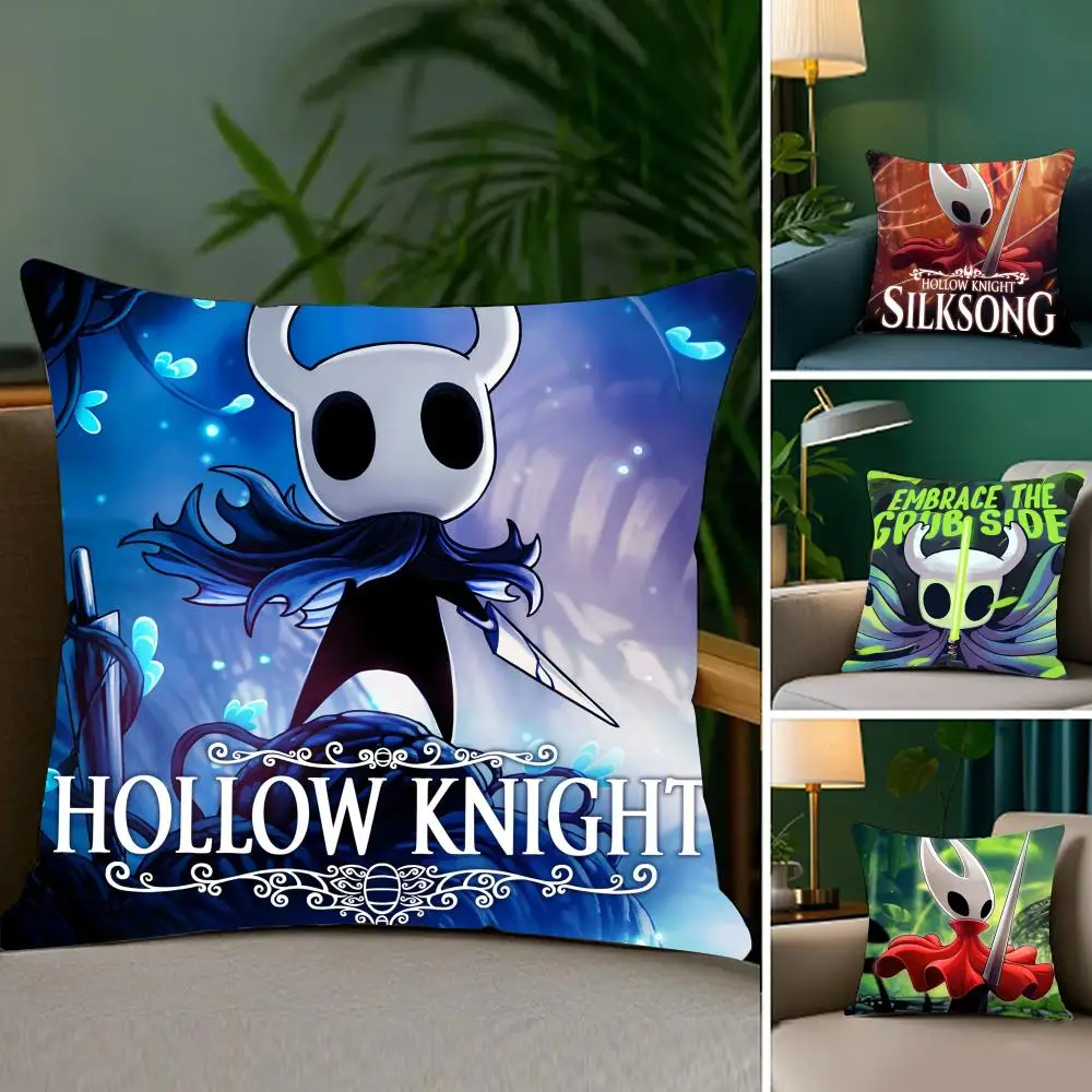 H-Hollow K-Knight Cushion Cover Soft Plush Fabric Double-Sided Printed Sofa Cushion Cover for All Seasons Home Decor Gift