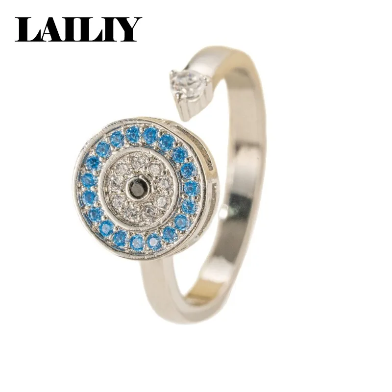 LAILIY 925 Sterling Silver 18K Gold New Party Birthday Diamond High end Rotating Adjustable Ring for Men Women Fashion Jewelry