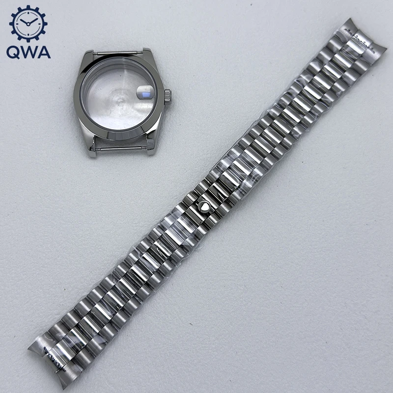 QWA NH35 36 مللي متر/39 مللي متر Datejust الفضة الياقوت ساعة زجاجية مع الرئيس/اليوبيل صالح NH35/NH36 ساعة يد تعمل بالحركة اكسسوارات