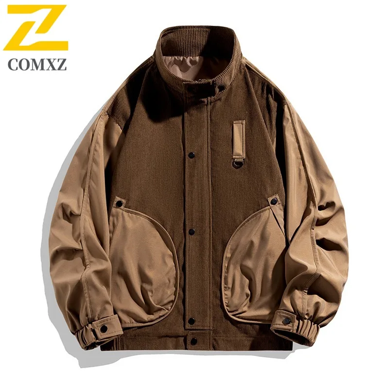 

COMXZ Men Baseball Uniform 2025 Outdoor Lightweight Windproof Jogger Leisure Lightweight Rider Jacket Handsome Corduroy Jacket