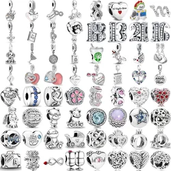 925 Silver Plated Family Series Dog Bead Fit Original Bracelet DIY Shining Mother Charms Jewelry Gift Women Pendant