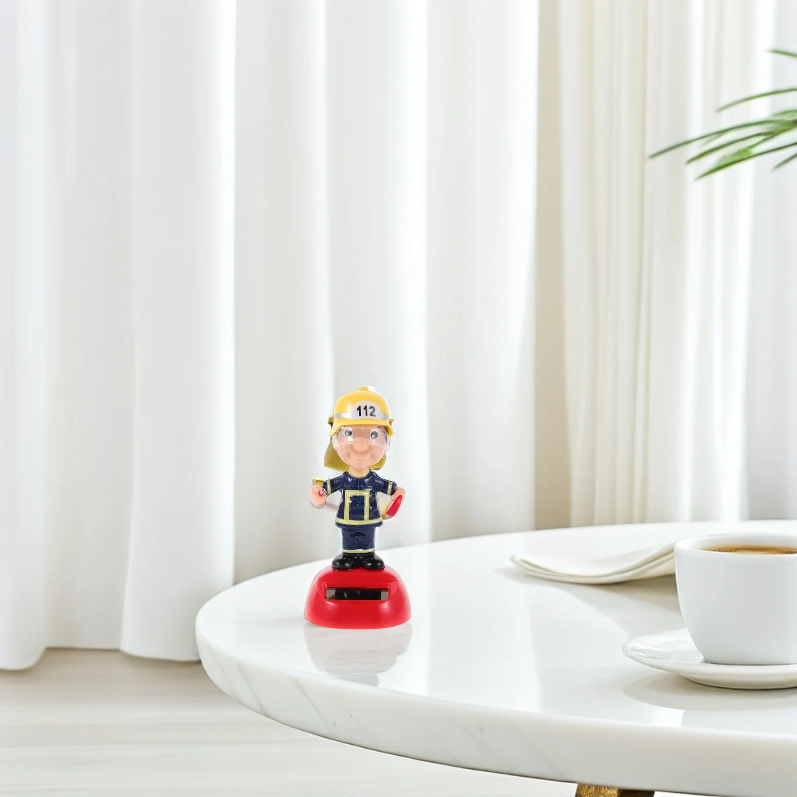 

Firefighter Action Figure for Solar Powered Fireman Car Figurine Cute Dashboard Ornament Small Dancing for Home Office