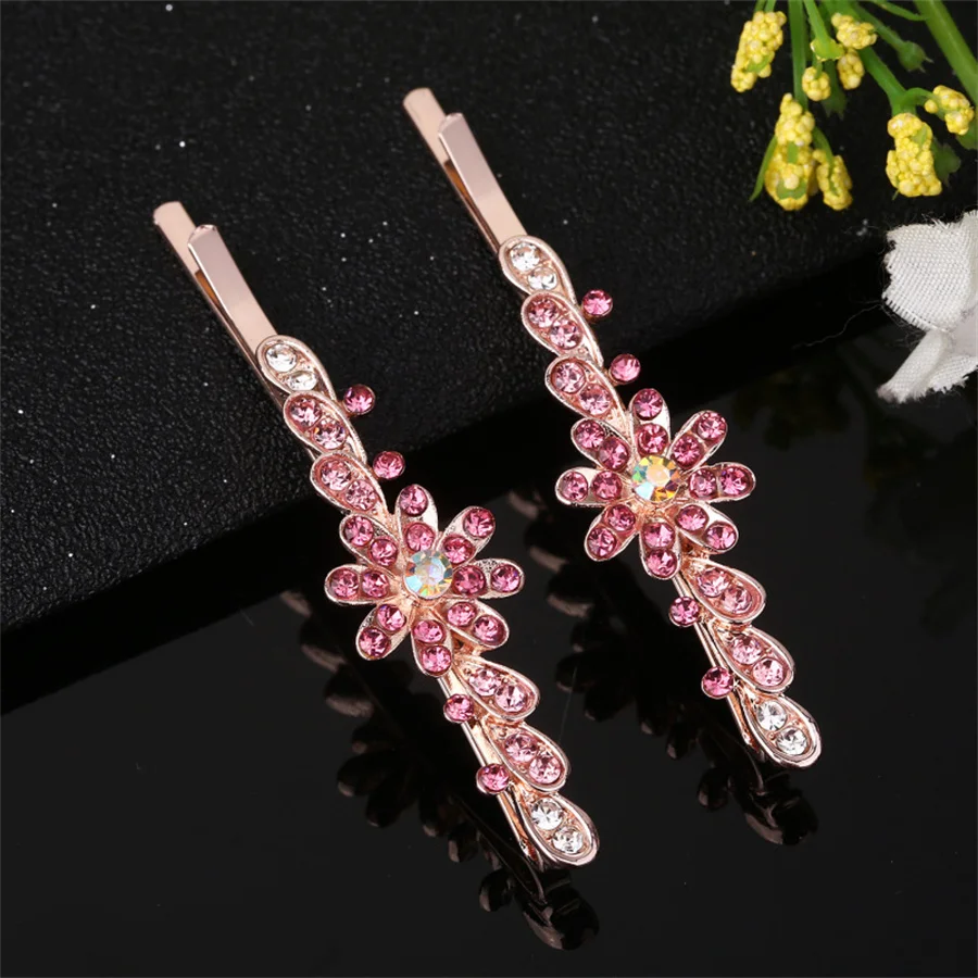 New rhinestone word clip hair accessories women\'s side clip flower bangs clip crystal head ornament jewelry Korean wholesale