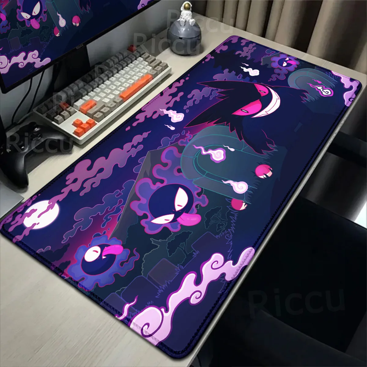 Anime p-pokemons mousepad hd impressão g-gengars gaming ratos almofada 90x40cm borda de bloqueio engrossar teclado do computador tapete antiderrapante deskmat